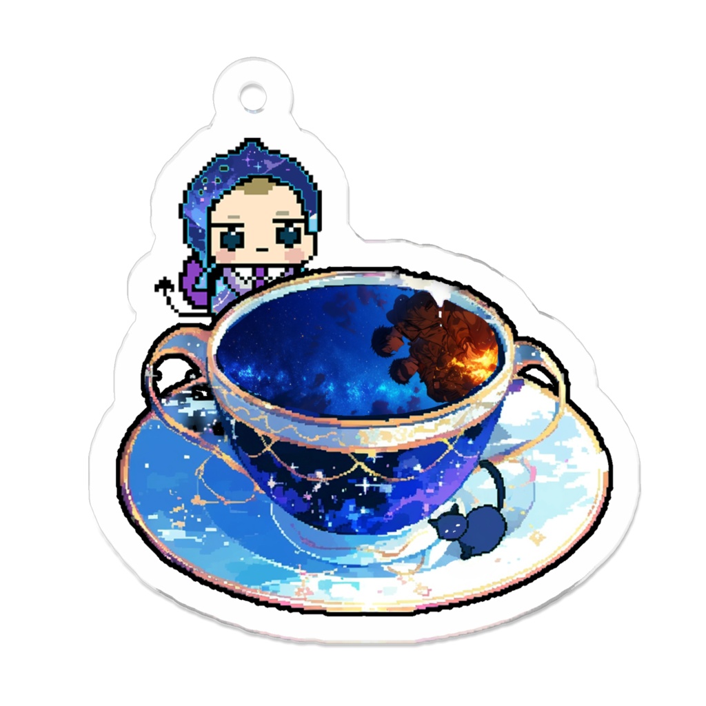 5_星空の下でキャンプファイヤー2_アクリルキーホルダー