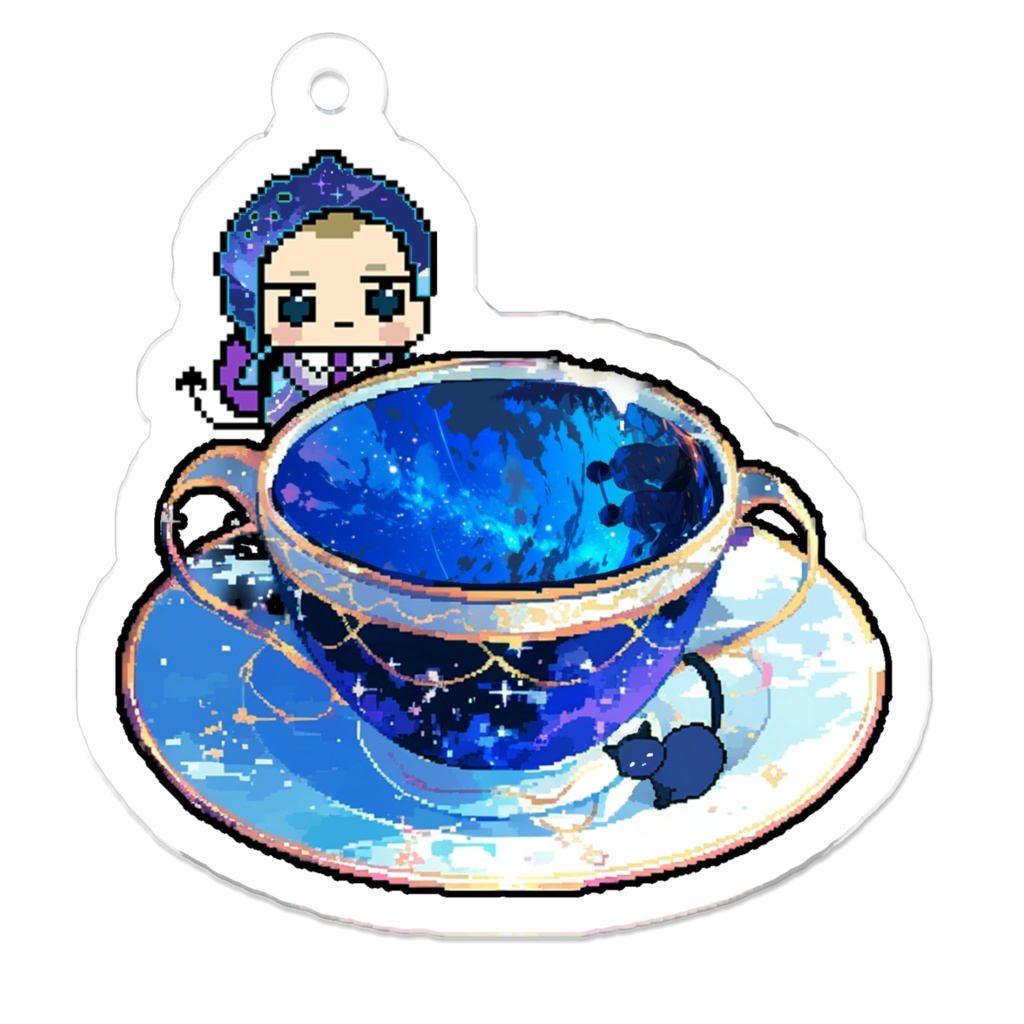 1_星空の下でキャンプファイヤー3_アクリルキーホルダー