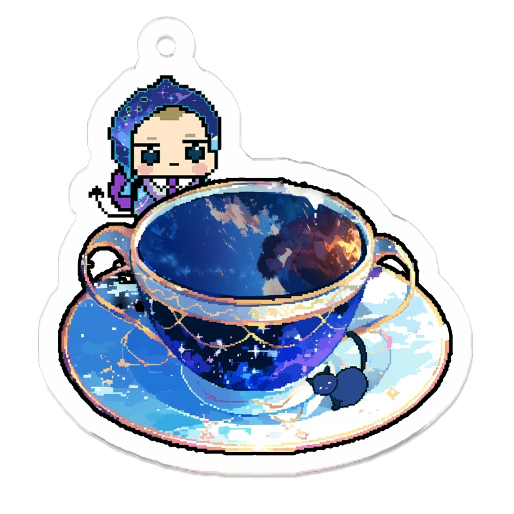 2_星空の下でキャンプファイヤー3_アクリルキーホルダー