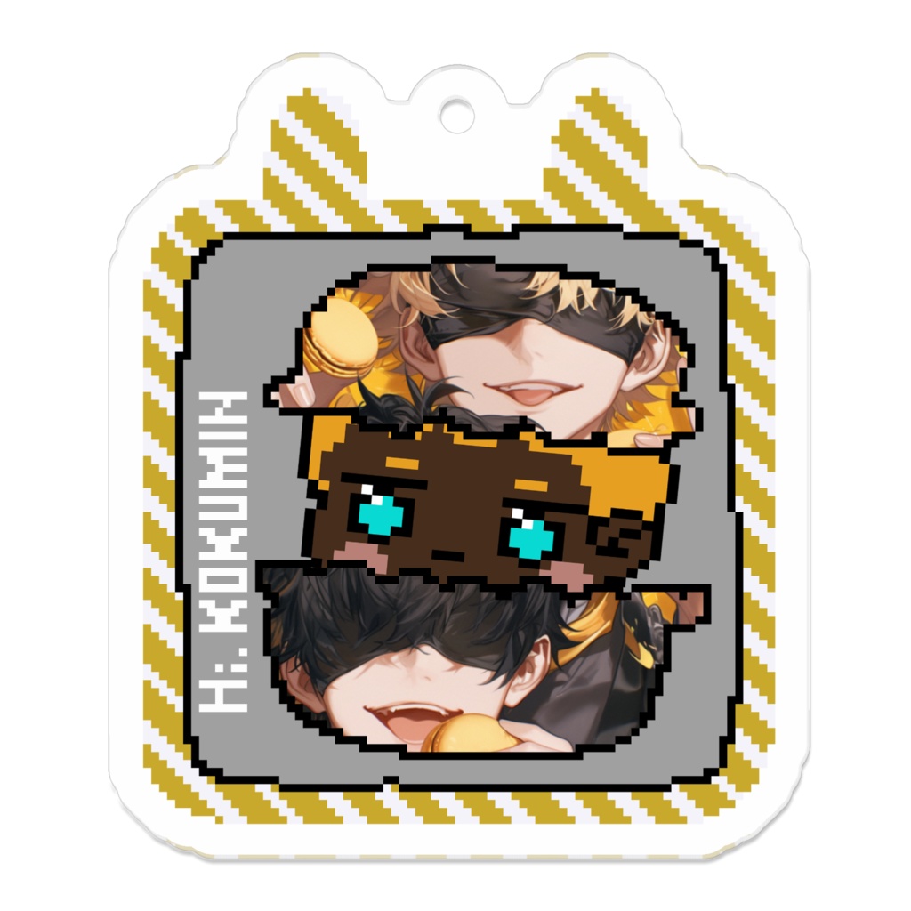 1_黄色のマカロンとコクミンさん1 _アクリルキーホルダー