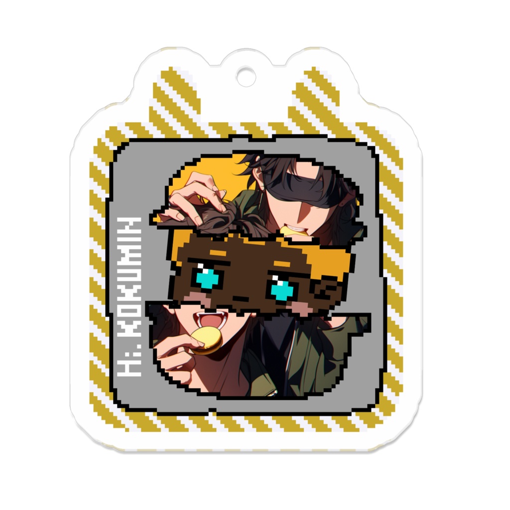 3_黄色のマカロンとコクミンさん1 _アクリルキーホルダー