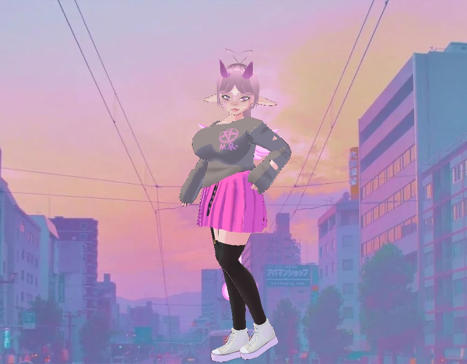 grey and pink edgy punk kawaii outfit