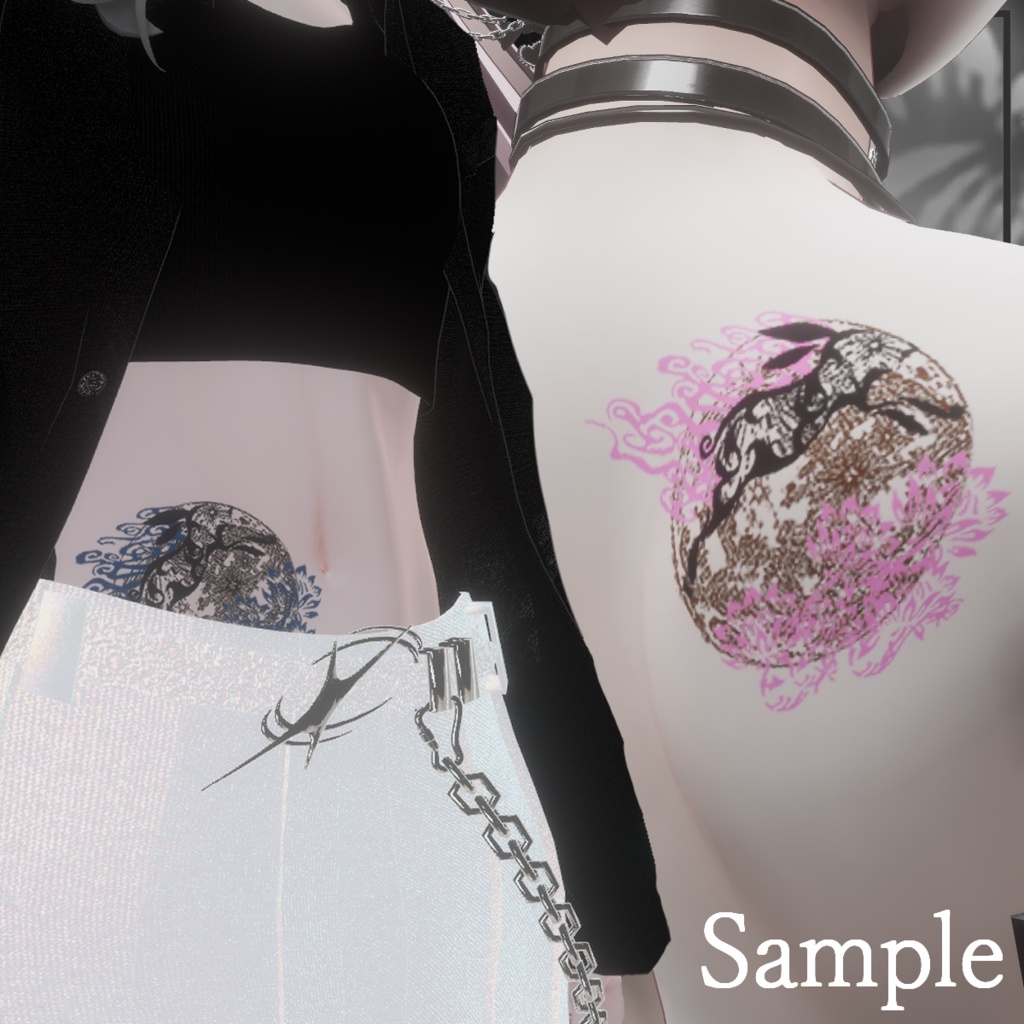 【簡単導入 / 7アバター対応】-月兎- Tattoo Textur