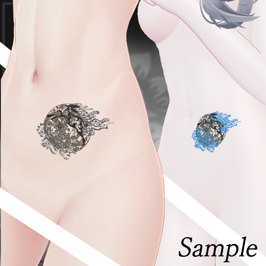 【簡単導入 / 7アバター対応】-月兎- Tattoo Textur