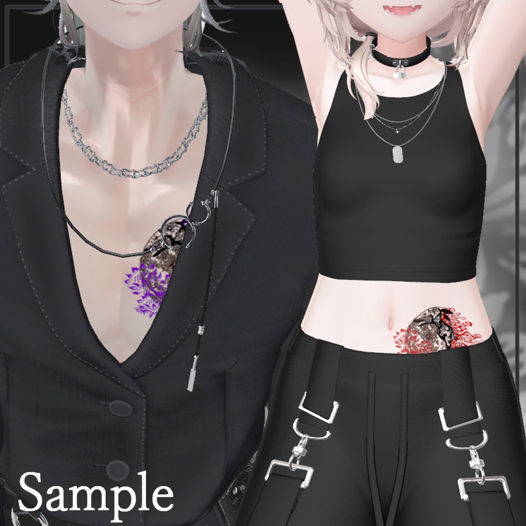 【簡単導入 / 7アバター対応】-月兎- Tattoo Textur