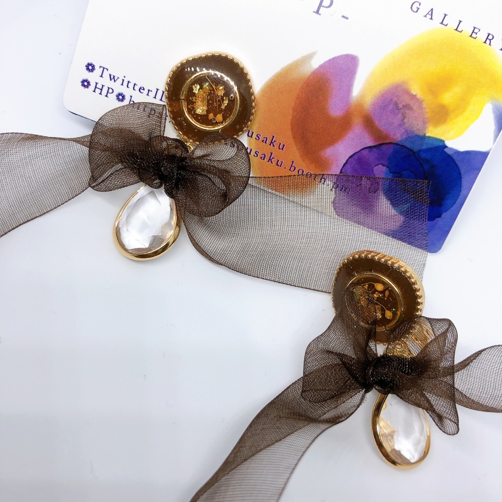 A3!モチーフ シフォンリボンのふわゆれイヤリング