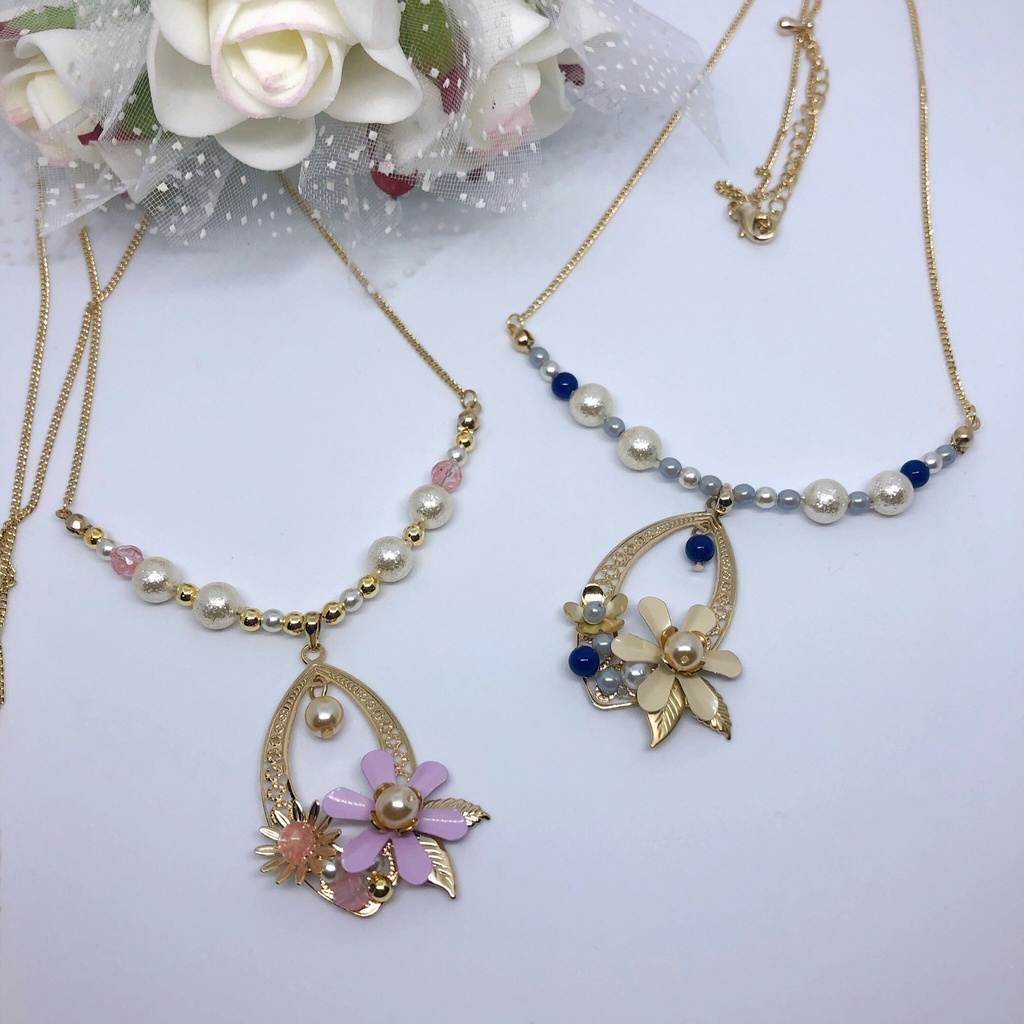 A3!イメージ　花とパールのネックレス