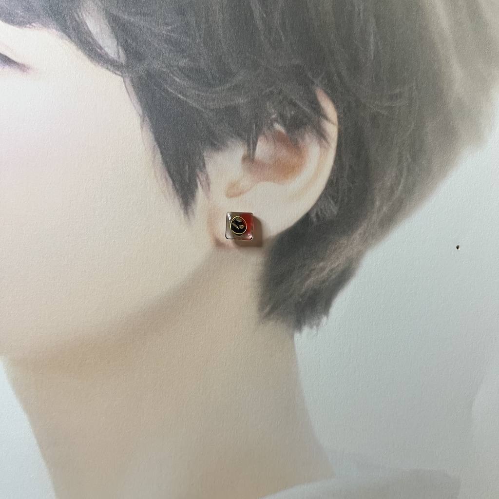 (SD)学校カラーの四角プチピアス・イヤリング