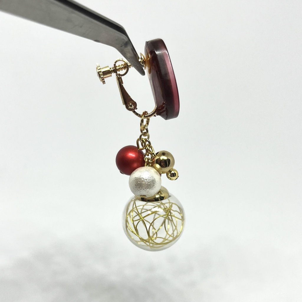 (SD)シーリングスタンプ風ガラスドームピアス