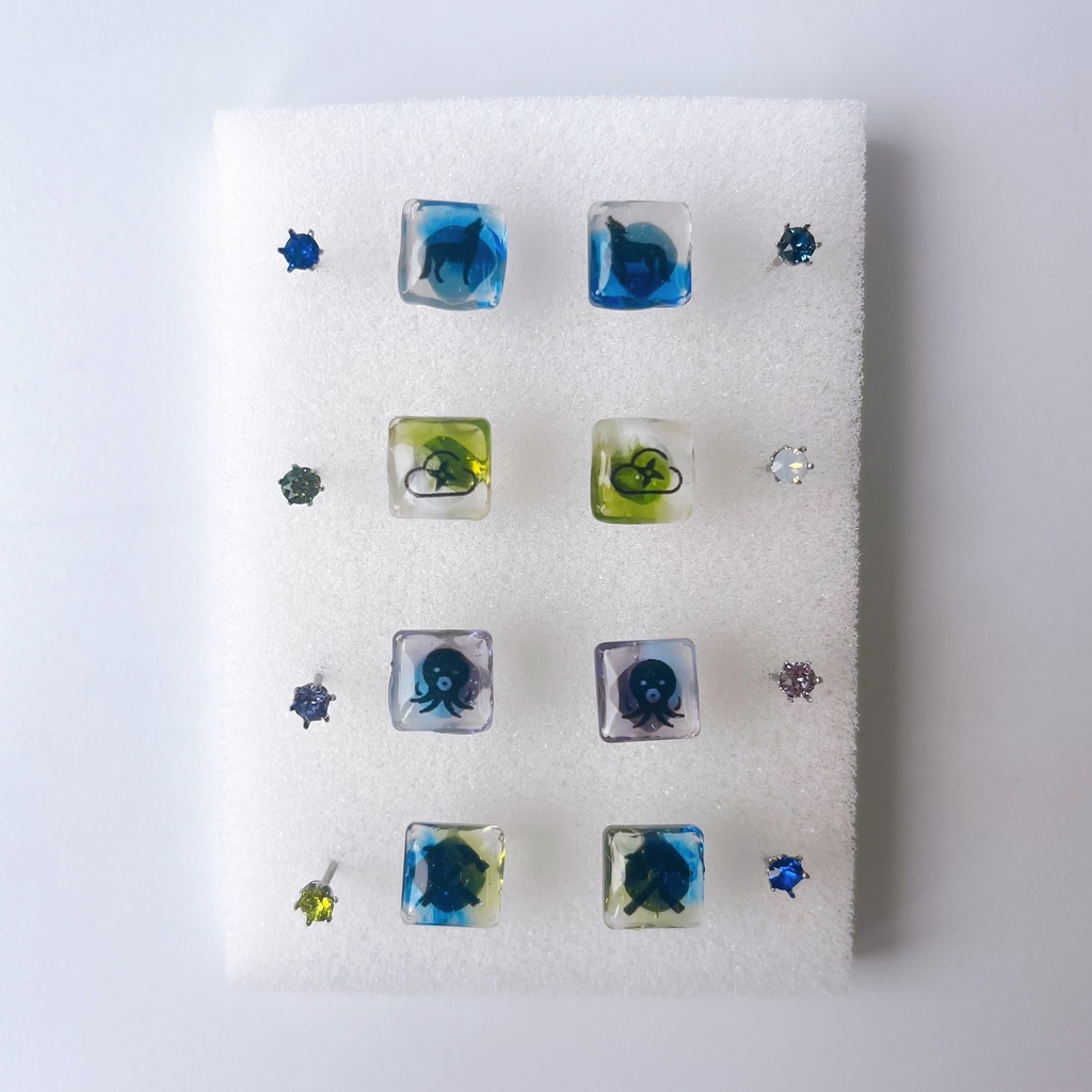 🌈🕒MECHATU-Aイメージ モチーフミニピアス4点セット