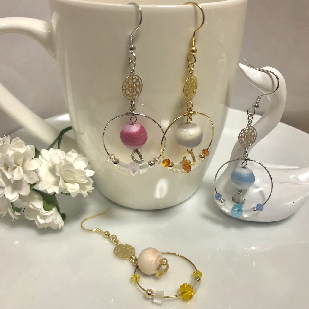 A3! 各組モチーフ コットンパールの揺れピアス(イヤリング)