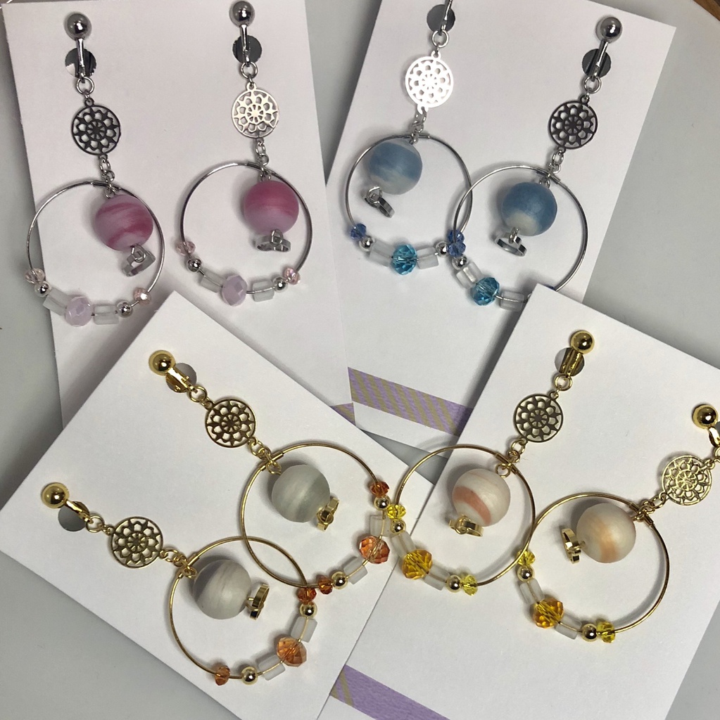 A3! 各組モチーフ コットンパールの揺れピアス(イヤリング)