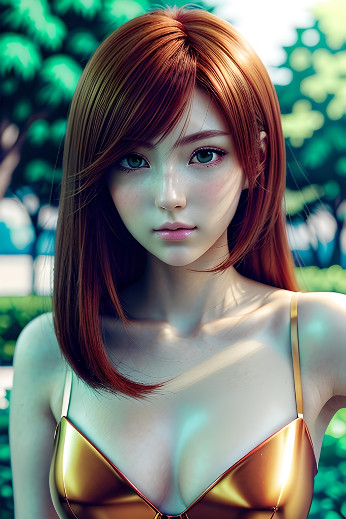 Golden Dress Girl – Premium Anime Portrait