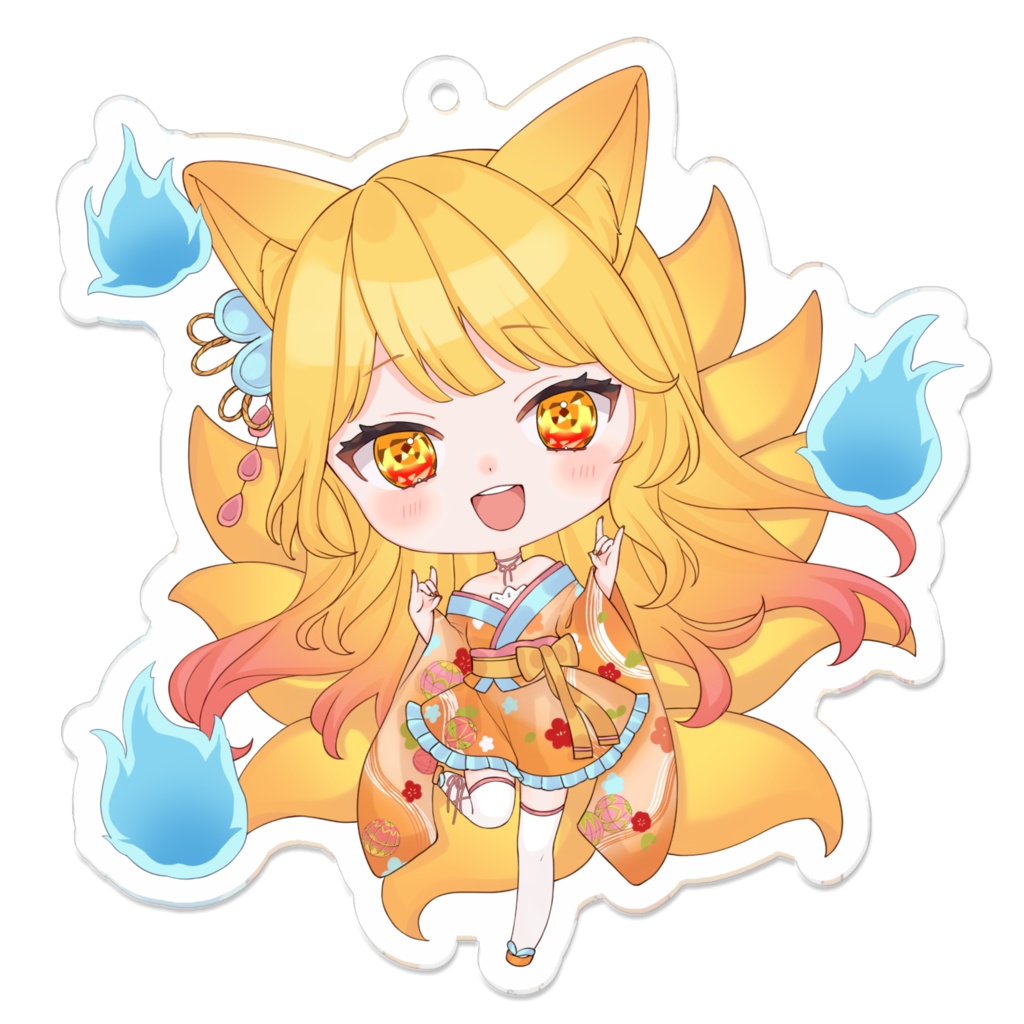 夜音まかろ　SD振袖衣装狐火verアクリルキーホルダー
