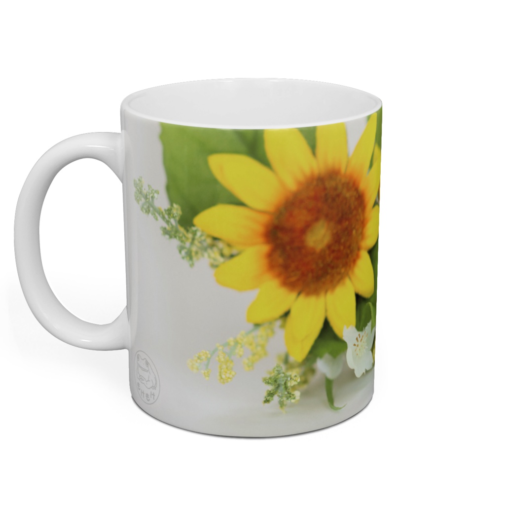 カエルとひまわりのマグカップ