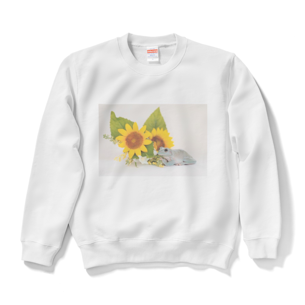 カエルとヒマワリのスウェット(ホワイト)