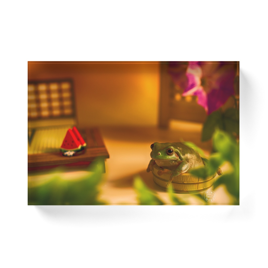 夕涼みカエル アクリルブロック