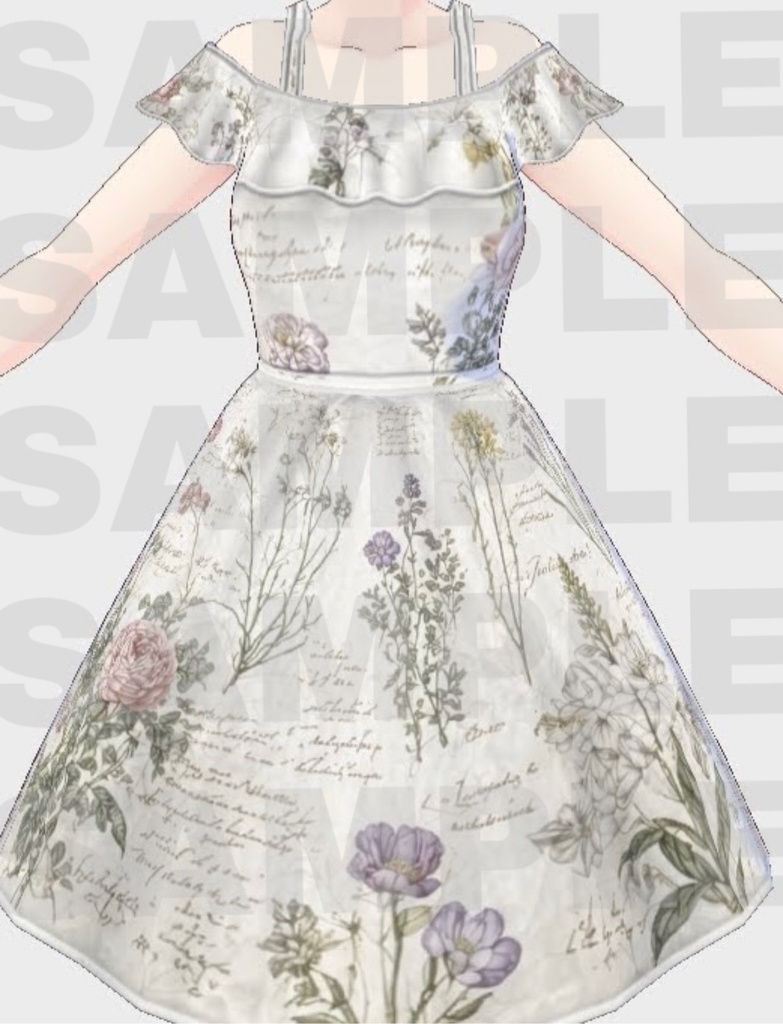 【VRoid / cluster】アンティークボタニカルドレス|期間限定無料配布 - Bonbonnière -