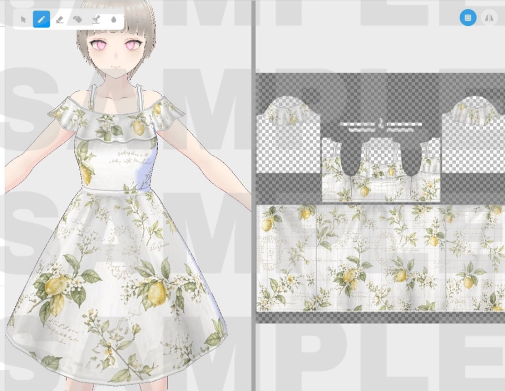 【VRoid / cluster】アンティークボタニカルドレス|期間限定無料配布 - Bonbonnière -