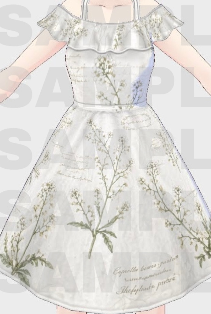 【VRoid / cluster】アンティークボタニカルドレス|期間限定無料配布 - Bonbonnière -