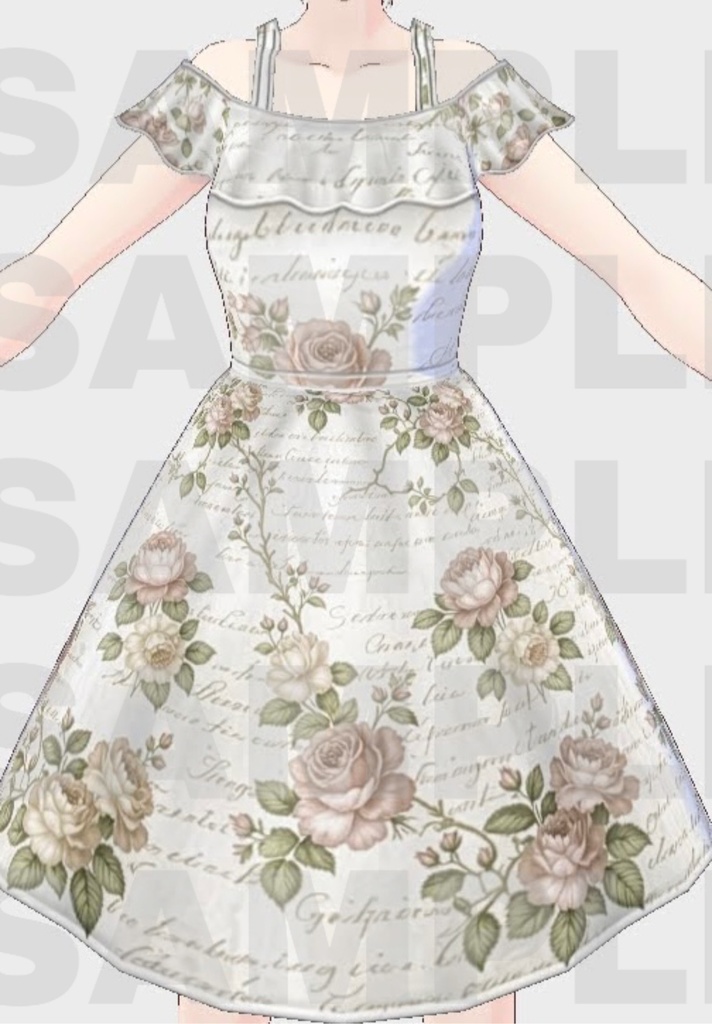 【VRoid / cluster】アンティークボタニカルドレス|期間限定無料配布 - Bonbonnière -