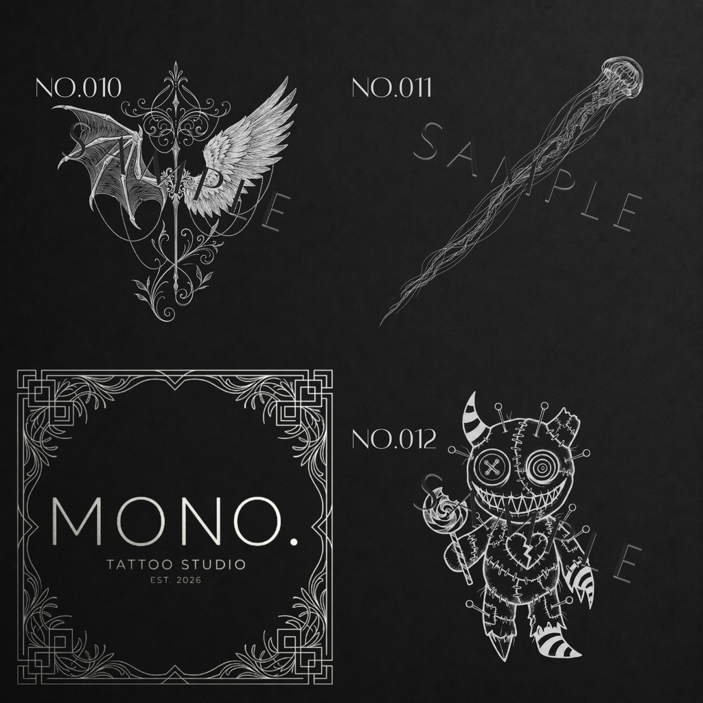 【No.001 - No.012】 Tattoo Design Pack (12 variations)