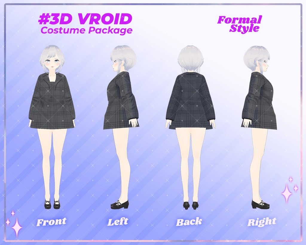 3D VRoid Outfit Pack Elegant Formal Black Suit for VRoid Models | VRoid Clothes, 3D VTuber, Virtual Fashion