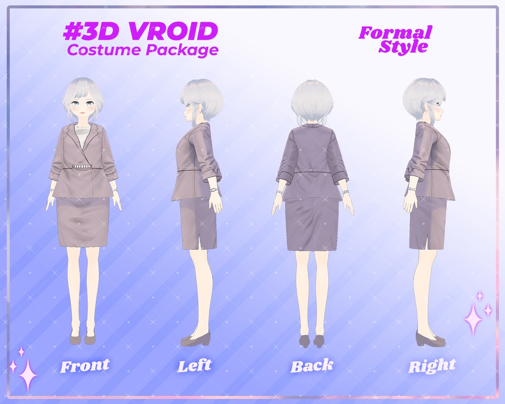 3D VRoid Outfit Pack Sleek Formal Agent Suit for VRoid Models | VRoid Clothes, VRoid Fashion, VRoid Professional Wear