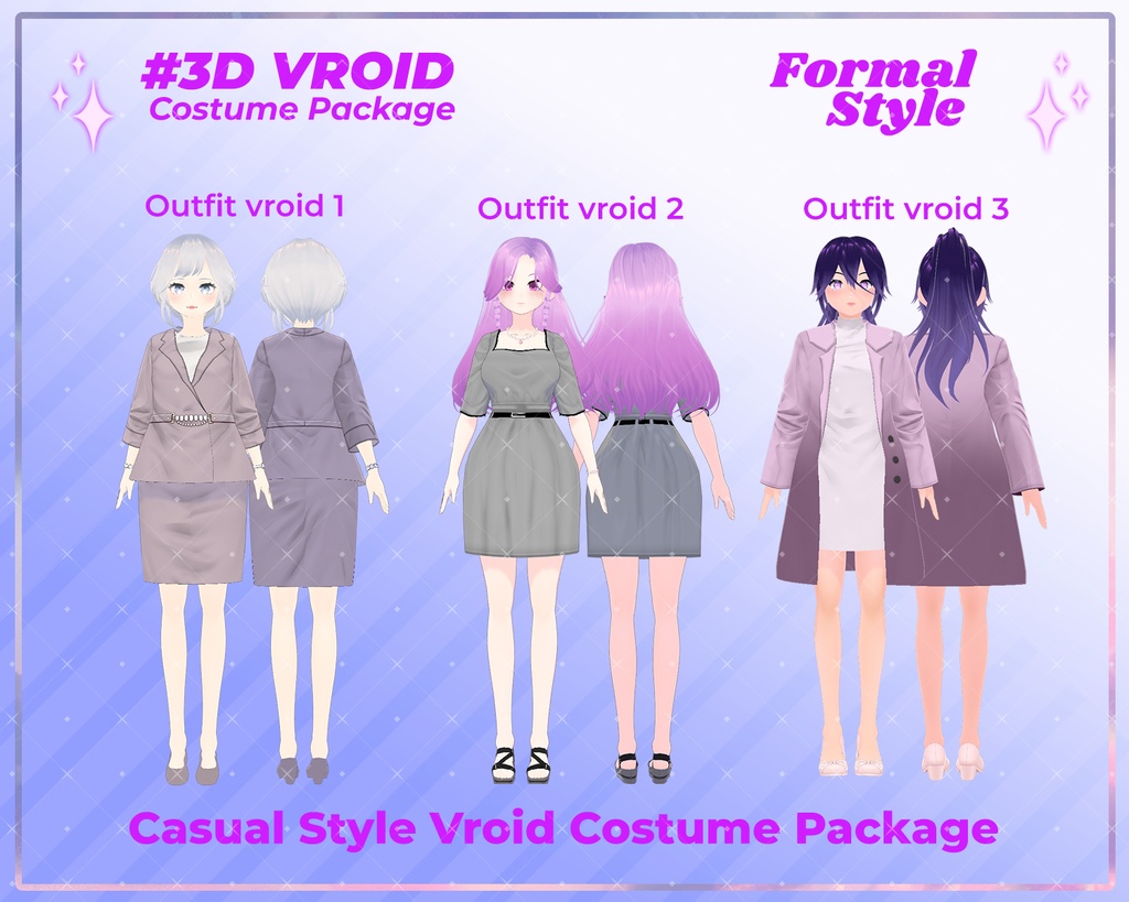3D VRoid Outfit Pack Sleek Formal Agent Suit for VRoid Models | VRoid Clothes, VRoid Fashion, VRoid Professional Wear