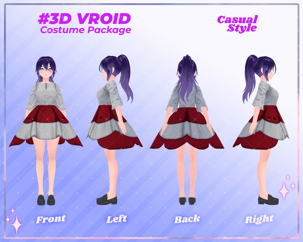 3D VRoid Clothes Pack Everyday Casual Fashion for VTubers & VRoid Models | Virtual Fashion, VRoid Assets, VRoid Texture