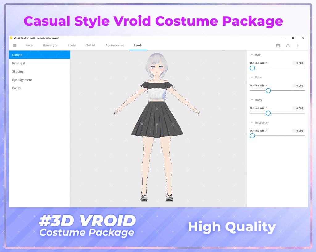 3D VRoid Clothes Pack Everyday Casual Fashion for VTubers & VRoid Models | Virtual Fashion, VRoid Assets, VRoid Texture