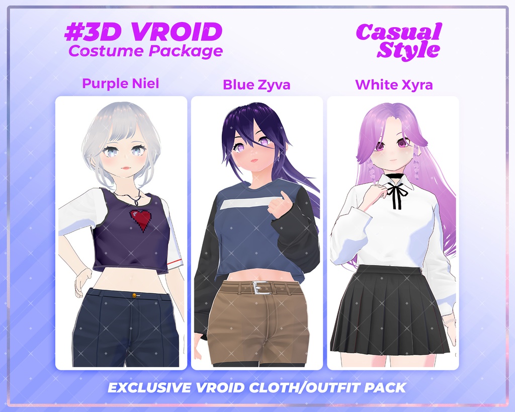 3D VRoid Clothing Pack Cozy & Trendy Casual Wear for VRoid Models | VRoid Fashion, VRoid Outfit, VTuber Clothing Set