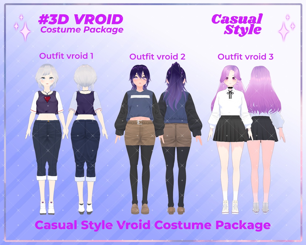 3D VRoid Clothing Pack Cozy & Trendy Casual Wear for VRoid Models | VRoid Fashion, VRoid Outfit, VTuber Clothing Set