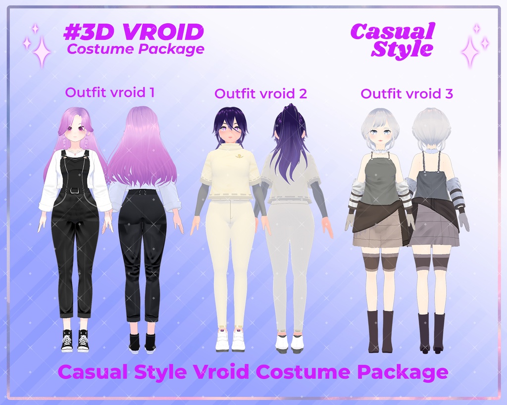 3D VRoid Outfit Pack Chic & Simple Casual Clothes for VRoid Models | VRoid Clothes, VRoid Costume, VRoid Fashion