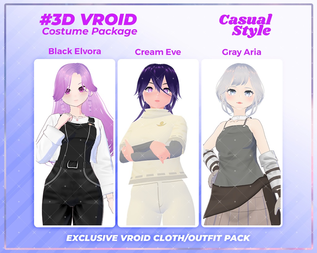 3D VRoid Outfit Pack Chic & Simple Casual Clothes for VRoid Models | VRoid Clothes, VRoid Costume, VRoid Fashion