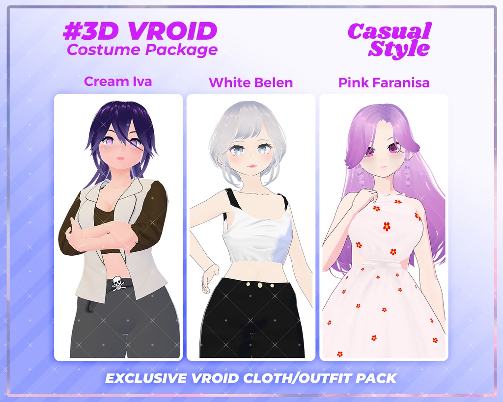 3D VRoid Casual Outfit Pack Trendy & Stylish Clothes for VRoid Models | VRoid Outfit Pack, VRoid Clothing Set, VTuber Outfit