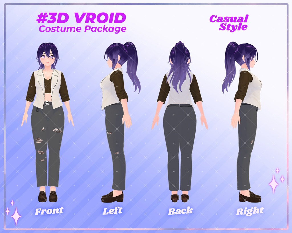3D VRoid Casual Outfit Pack Trendy & Stylish Clothes for VRoid Models | VRoid Outfit Pack, VRoid Clothing Set, VTuber Outfit
