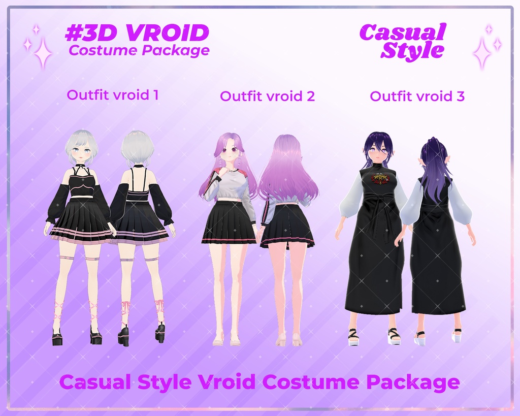 3D VRoid Clothes Pack Modern & Relaxed Casual Wear for VRoid Models | VRoid Clothing Set, VTuber Outfit, VTuber Clothes