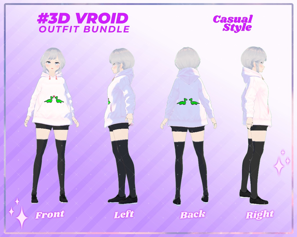 3D VRoid Outfit Pack Everyday Casual Fashion for VRoid Models | VTuber Clothes, VRoid Studio, Virtual Fashion