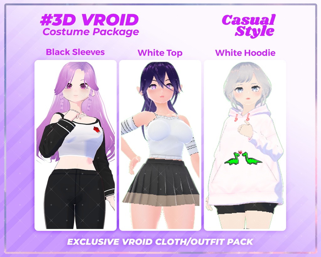 3D VRoid Outfit Pack Everyday Casual Fashion for VRoid Models | VTuber Clothes, VRoid Studio, Virtual Fashion