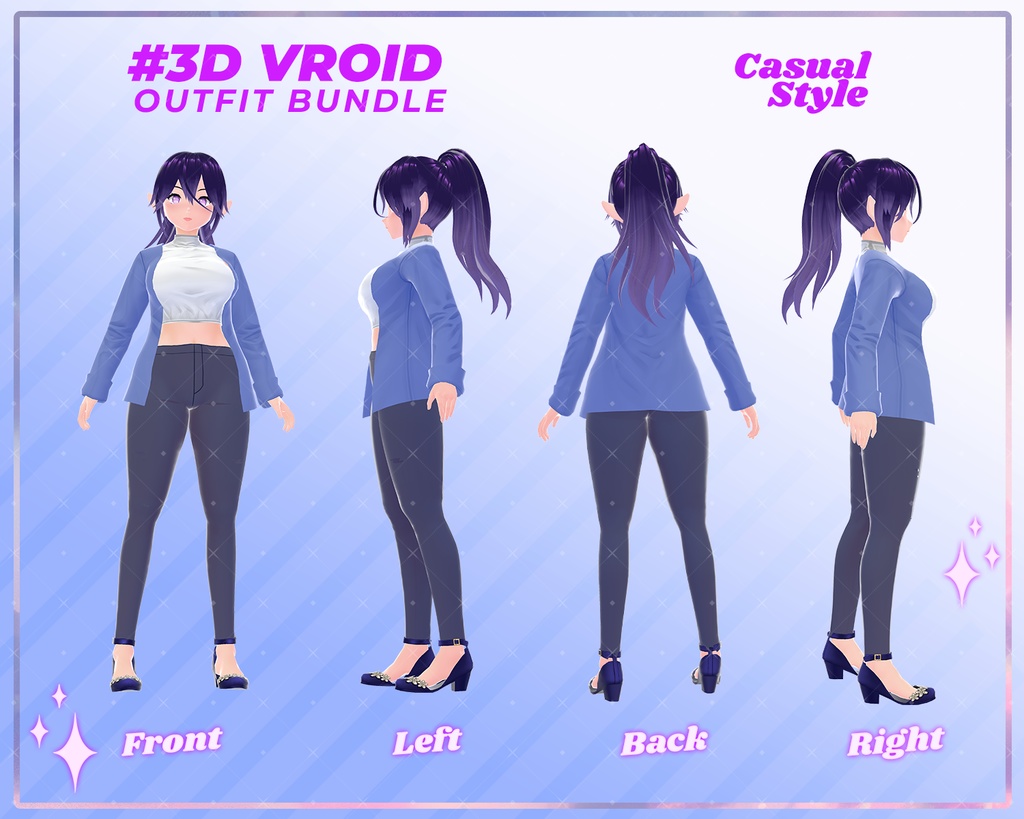 3D VRoid Outfit Pack Cool & Minimalist Casual Fashion for VRoid Models | 3D VTuber, Virtual Fashion, VRoid Assets, VRoid Texture