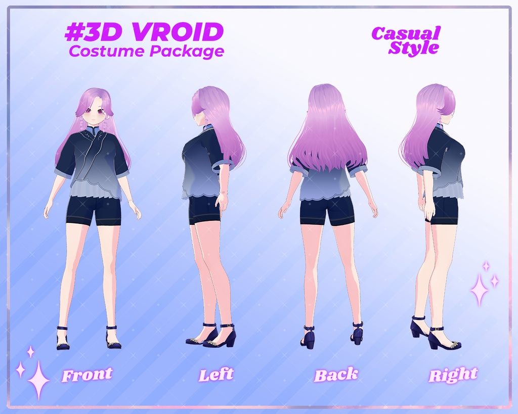 3D VRoid Outfit Pack Cool & Minimalist Casual Fashion for VRoid Models | 3D VTuber, Virtual Fashion, VRoid Assets, VRoid Texture