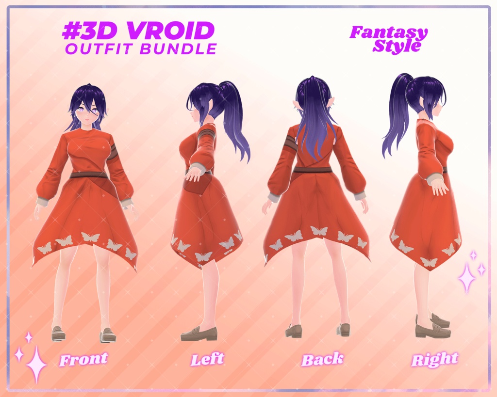 3D VRoid Fantasy Outfit Pack Magical & Elegant Clothes for VRoid Models | Fantasy Dress VRoid, VRoid Dress, VRoid Street Fashion