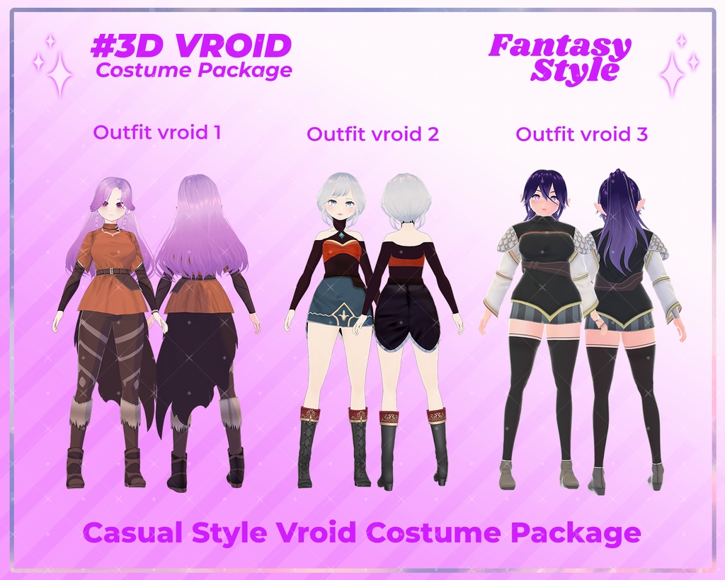 3D VRoid Outfit Pack Mystical Fantasy Wear for VRoid Models | VRoid Studio, VRoid Model, VRChat Avatar