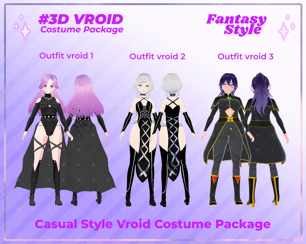 3D VRoid Fantasy Clothing Pack Royal & Mythical Attire for VRoid Models | Virtual Fashion, VRoid Assets, VRoid Texture