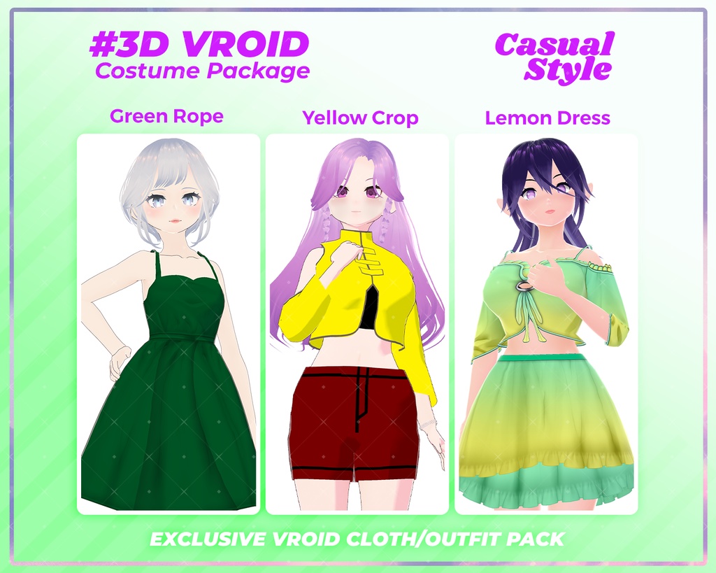 3D VRoid Outfit Collection Relaxed & Trendy Casual Clothes | VTuber Clothes, VRoid Studio, VRoid Model