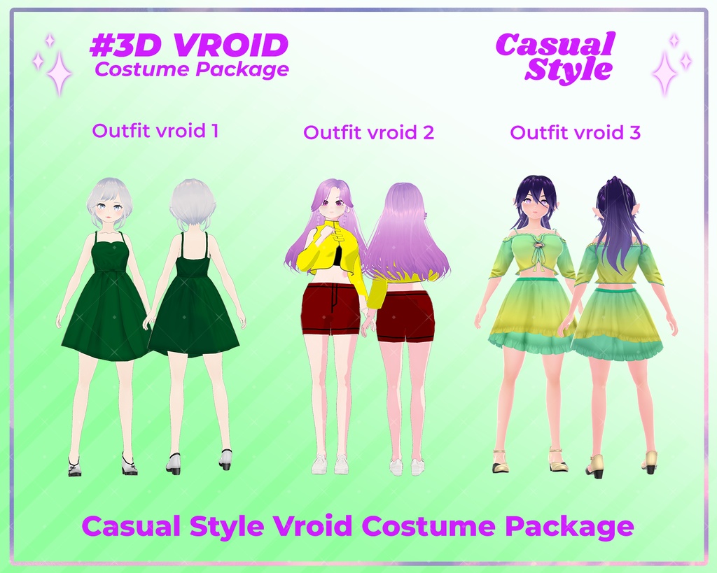 3D VRoid Outfit Collection Relaxed & Trendy Casual Clothes | VTuber Clothes, VRoid Studio, VRoid Model