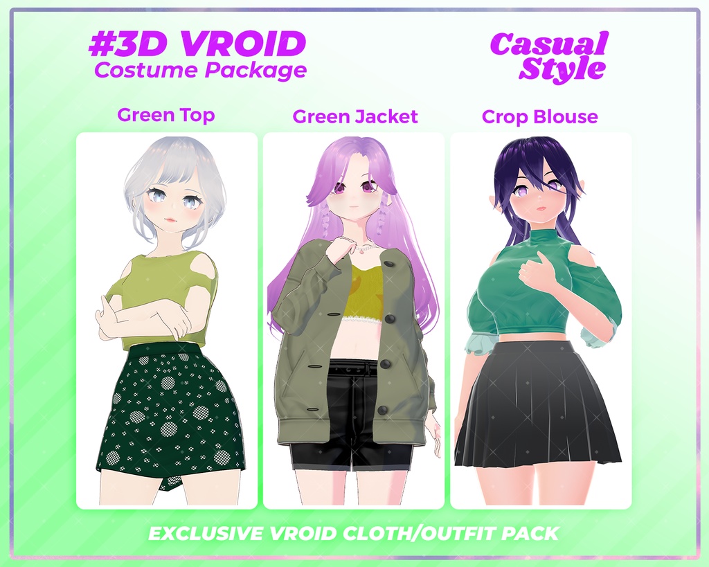 3D VRoid Clothing Pack Simple & Chic Casual Fashion | VRoid Clothes, VRoid Fashion, VTuber Outfit