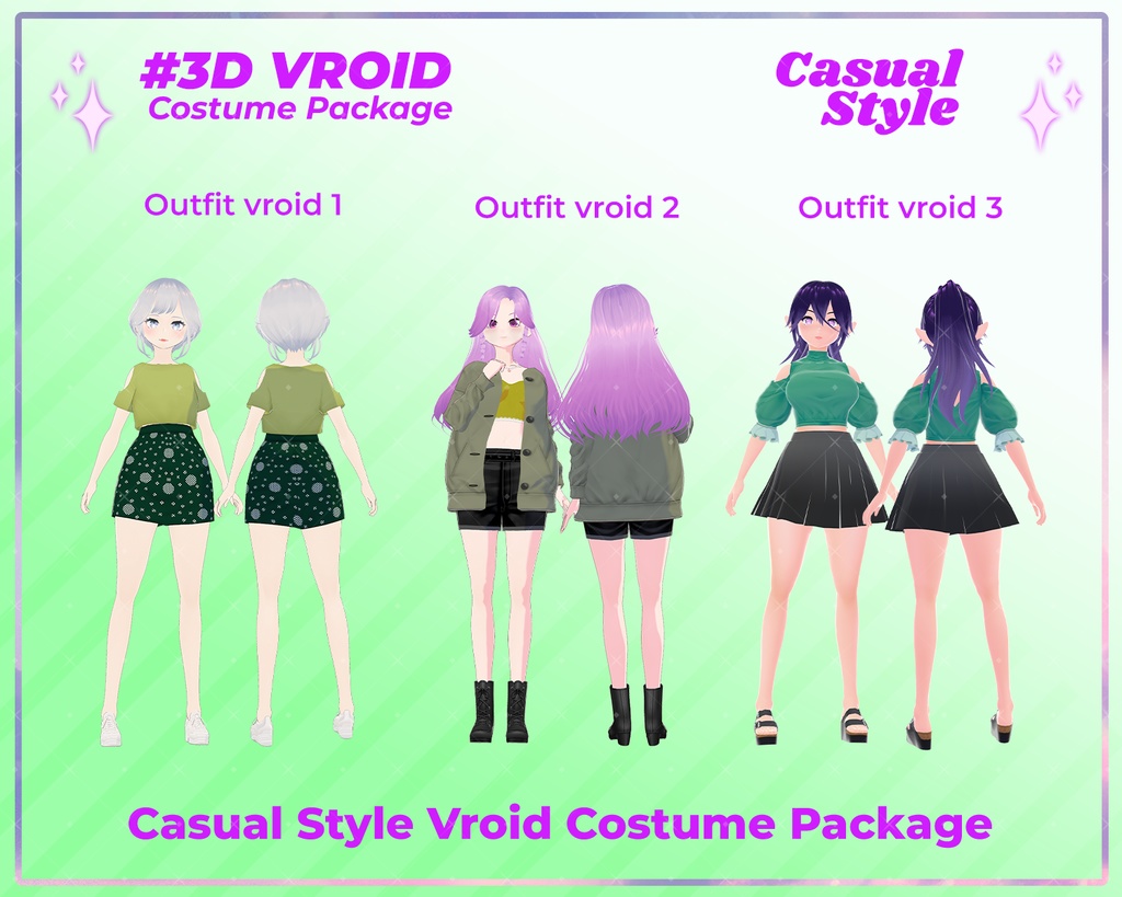 3D VRoid Clothing Pack Simple & Chic Casual Fashion | VRoid Clothes, VRoid Fashion, VTuber Outfit