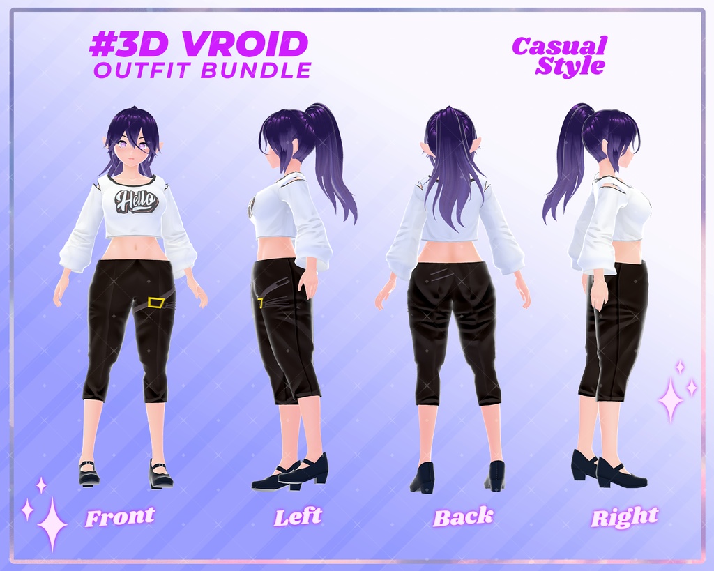 3D VRoid Outfit Pack Urban Casual Looks for VRoid Models | VTuber Modern Fashion, VRoid Casual, VRoid Style
